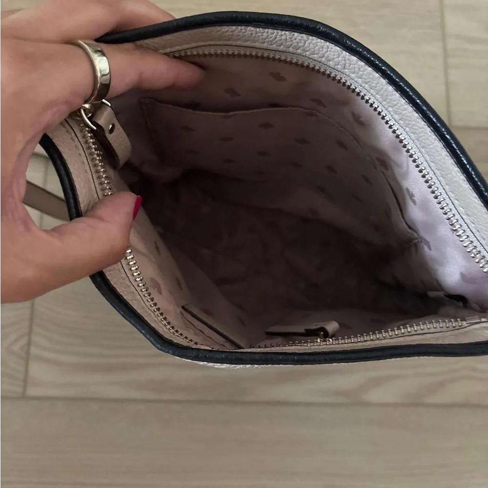 kate spade Light Taupe Crossbody with Navy Tassel Trim